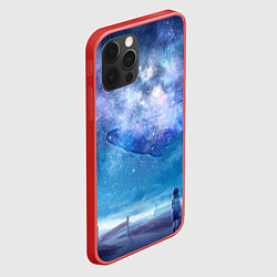 Чехол для iPhone 12 Pro Девочка и космический кит в звёздном небе, цвет: 3D-красный — фото 2