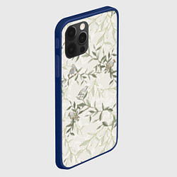 Чехол для iPhone 12 Pro Птицы На Ветках С Листьями, цвет: 3D-тёмно-синий — фото 2
