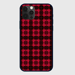 Чехол для iPhone 12 Pro Красно-черный узор в клетку шотландка, цвет: 3D-черный