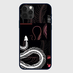 Чехол для iPhone 12 Pro Скелет змеи Snake skeleton, цвет: 3D-черный