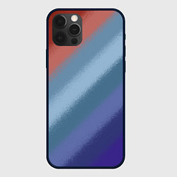 Чехол для iPhone 12 Pro Полосатый коричнево-голубой паттерн, цвет: 3D-черный