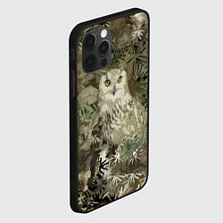 Чехол для iPhone 12 Pro Сова на абстрактном коричневом фоне, цвет: 3D-черный — фото 2