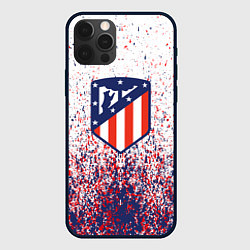 Чехол для iPhone 12 Pro Atletico madrid logo брызги красок, цвет: 3D-черный