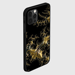 Чехол для iPhone 12 Pro Черный с золотым фрактал мини Абстракция, цвет: 3D-черный — фото 2