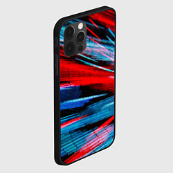 Чехол для iPhone 12 Pro Неоновые прерывающиеся линии - Красный и голубой, цвет: 3D-черный — фото 2