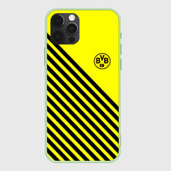 Чехол для iPhone 12 Pro Borussia черные полосы, цвет: 3D-салатовый