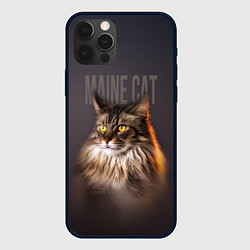 Чехол для iPhone 12 Pro Maine cat, цвет: 3D-черный
