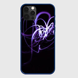 Чехол для iPhone 12 Pro Неоновый узор - Фиолетовый, цвет: 3D-тёмно-синий