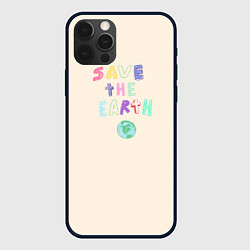 Чехол для iPhone 12 Pro Save the earth на бежевом фоне, цвет: 3D-черный
