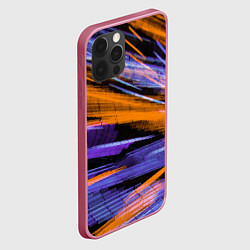 Чехол для iPhone 12 Pro Неоновые прерывающиеся линии - Оранжевый и фиолето, цвет: 3D-малиновый — фото 2