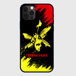 Чехол для iPhone 12 Pro Linkin Park желто-красный, цвет: 3D-черный