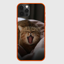 Чехол для iPhone 12 Pro Эх, поспать бы! Зевающий котяра, цвет: 3D-красный