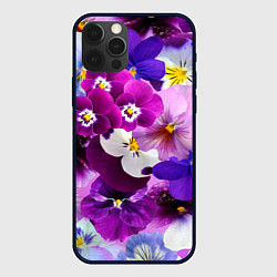 Чехол для iPhone 12 Pro CHARMING PANSIES, цвет: 3D-черный