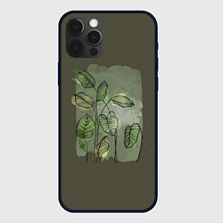 Чехол для iPhone 12 Pro Нежные акварельные листья, цвет: 3D-черный