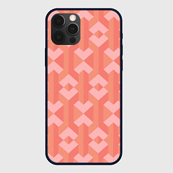 Чехол для iPhone 12 Pro Геометрический узор розового цвета geometric pink, цвет: 3D-черный