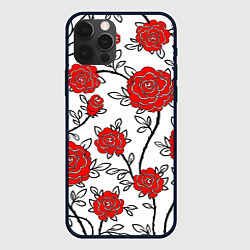 Чехол для iPhone 12 Pro BEAUTIFUL RED ROSES, цвет: 3D-черный