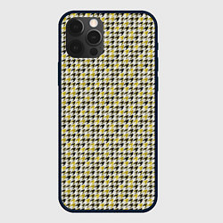 Чехол для iPhone 12 Pro Ломаная клетка, черная, горчичная гусиная лапка, цвет: 3D-черный