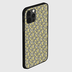 Чехол для iPhone 12 Pro Ломаная клетка, черная, горчичная гусиная лапка, цвет: 3D-черный — фото 2