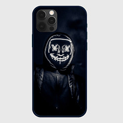 Чехол для iPhone 12 Pro Неоновая маска анонимуса - Белый, цвет: 3D-черный
