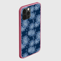 Чехол для iPhone 12 Pro Темно-синий цветочный узор pattern, цвет: 3D-малиновый — фото 2