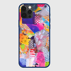 Чехол для iPhone 12 Pro Patchwork quilt Fashion trend, цвет: 3D-тёмно-синий