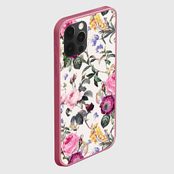 Чехол для iPhone 12 Pro Цветы Сказочные Розы и Герберы, цвет: 3D-малиновый — фото 2