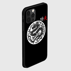 Чехол для iPhone 12 Pro Кунг-фу китайский дракон и надпись на китайском, цвет: 3D-черный — фото 2