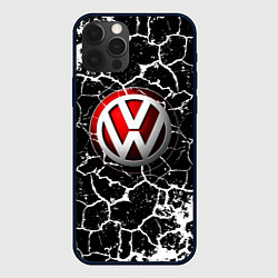 Чехол для iPhone 12 Pro Volkswagen Трещины, цвет: 3D-черный