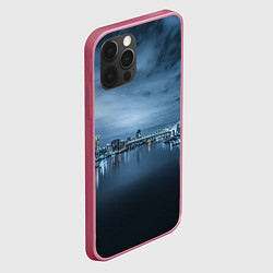 Чехол для iPhone 12 Pro Неоновый город вдалеке и небо - Синий, цвет: 3D-малиновый — фото 2