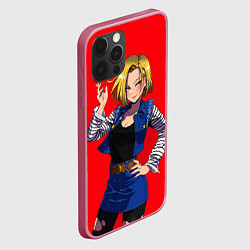 Чехол для iPhone 12 Pro Андроид 18 Вайфу Dragon ball, цвет: 3D-малиновый — фото 2