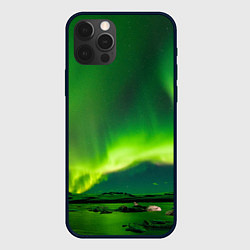 Чехол для iPhone 12 Pro Абстрактное полярное сияние - Зелёный, цвет: 3D-черный