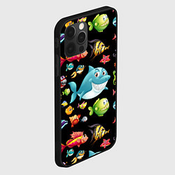 Чехол для iPhone 12 Pro Прикольная акула и другие жители океана, цвет: 3D-черный — фото 2