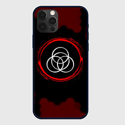 Чехол для iPhone 12 Pro Символ Elden Ring и краска вокруг на темном фоне, цвет: 3D-черный