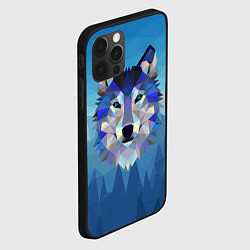 Чехол для iPhone 12 Pro Лоу Поли Волк Арт, цвет: 3D-черный — фото 2