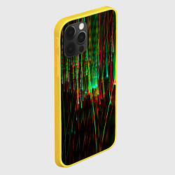 Чехол для iPhone 12 Pro Абстрактное множество зелёных неоновых лучей, цвет: 3D-желтый — фото 2