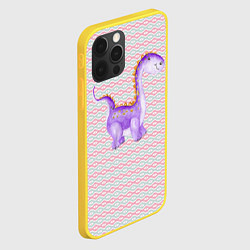 Чехол для iPhone 12 Pro Фиолетовый маленький динозаврик, цвет: 3D-желтый — фото 2