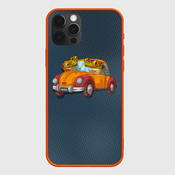 Чехол iPhone 12 Pro Веселые лягухи на авто