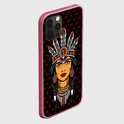 Чехол для iPhone 12 Pro Женщина-индеец, цвет: 3D-малиновый — фото 2