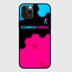 Чехол для iPhone 12 Pro Counter Strike - neon gradient: символ сверху, цвет: 3D-черный