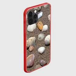 Чехол для iPhone 12 Pro Композиция из ракушек на песке, цвет: 3D-красный — фото 2
