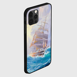Чехол для iPhone 12 Pro Фрегат в штормовом океане, цвет: 3D-черный — фото 2