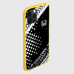 Чехол для iPhone 12 Pro Honda - белые следы шин, цвет: 3D-желтый — фото 2