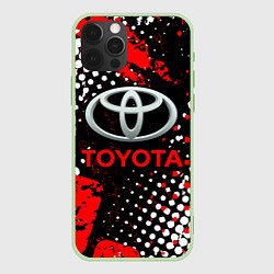 Чехол для iPhone 12 Pro Тойота - следы-шины, цвет: 3D-салатовый