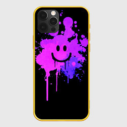Чехол для iPhone 12 Pro Неоновый улыбающийся смайлик, цвет: 3D-желтый