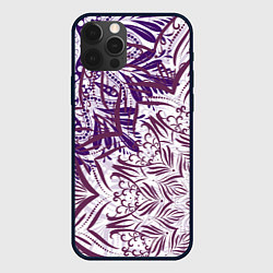 Чехол для iPhone 12 Pro Фиолетовые мандалы, цвет: 3D-черный