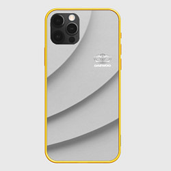 Чехол для iPhone 12 Pro Daewoo - серая абстракция, цвет: 3D-желтый