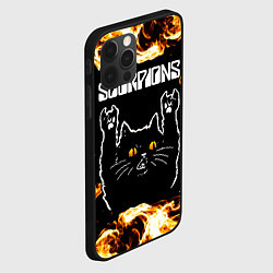 Чехол для iPhone 12 Pro Scorpions рок кот и огонь, цвет: 3D-черный — фото 2