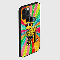 Чехол для iPhone 12 Pro Барт Симпсон весь в татухах со скейтбордом, цвет: 3D-черный — фото 2