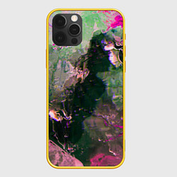 Чехол для iPhone 12 Pro Абстрактные краски и силуэты, цвет: 3D-желтый
