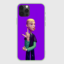 Чехол для iPhone 12 Pro Lil Peep На Фиолетовом Фоне, цвет: 3D-салатовый